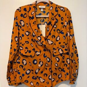3.1 Phillip Lim Orange Leopard-Print Blazer with Blue and Cream Accents